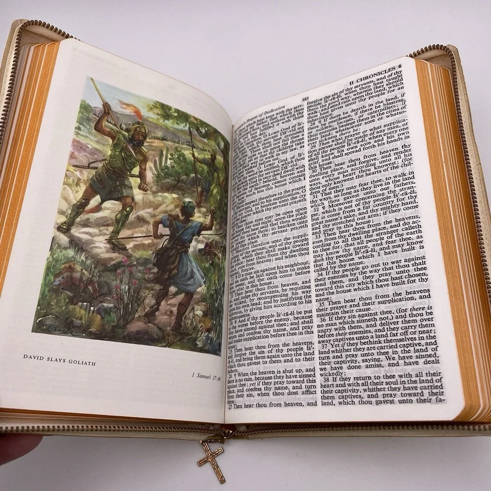 Vtg Bible‎ KJV Memorial Ed & Wood Box -Street Electric Railway- Union Made - USA